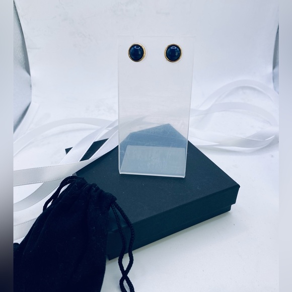 👑💕NEW! NWT Trina Turk Navy Gold Stud Earrings💕👑 - Picture 8 of 8